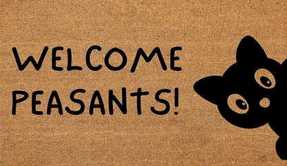 Coir Door Mats 17" X 30", Non-Slip Sturdy, PVC Backed Heavy Duty, Easy to Clean, Ideal for Door Entrance, Patio, Porch, Backyard, Garages, Sneaky Welcome Peasants