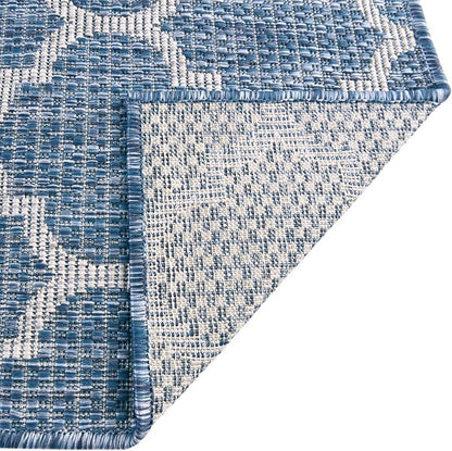 Unique Loom Outdoor Trellis Collection Area Rug (2' x 6' 1" Runner, Navy Blue/ Ivory)