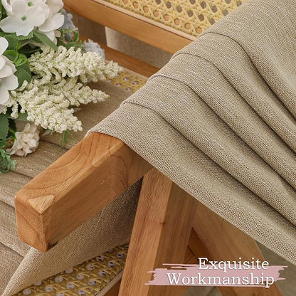 Simplebrand Taupe Faux Linen Textured Semi Sheer Curtains 96 Inches Long 2 Panels Set, Light Filtering Soft Thick Farmhouse Curtains Window Treatment for Bedroom/Living Room/Dining Room, 50 x 96 Inch