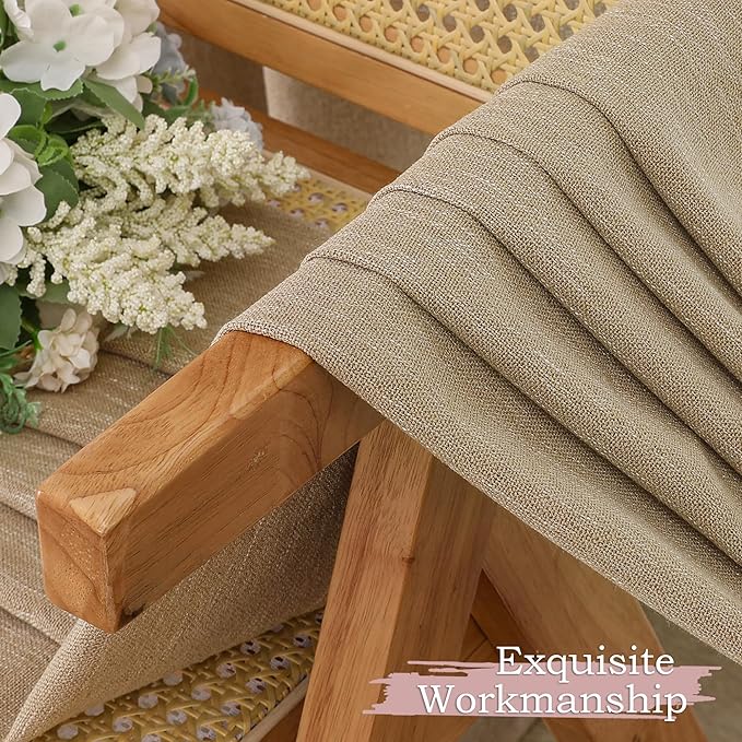 Simplebrand Taupe Short Faux Linen Textured Cafe Kitchen Curtains 36 Inch Length 2 Panels, Over Sink Semi Sheer Farmhouse Light Filtering Panels Rod Pocket Drapes for Bathroom Window, 40 x 36 Inch