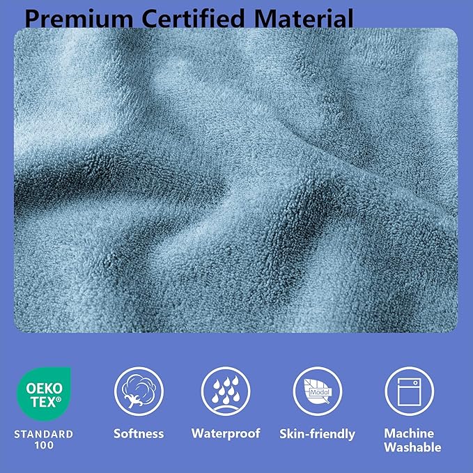 Waterproof Dog Blankets, Washable Pee Proof Pet Blanket for Couch, Soft Reversible Puppy Throw Furniture Protector Cover for Bed Sofa-68"x82",Navy Blue+Stone Blue