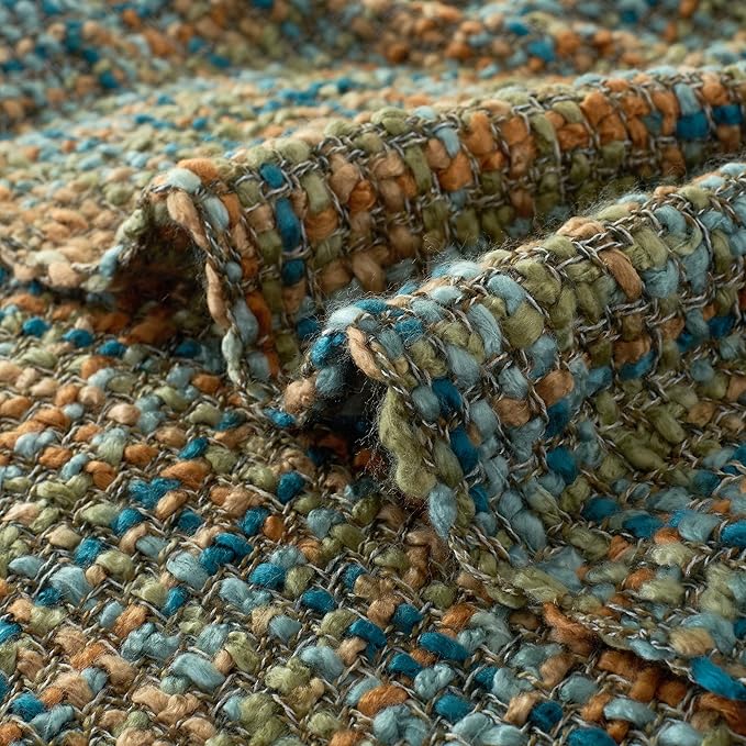 Multi-Color Gold Green Cable Knitted Throw Blanket for Couch,60"X80" Boho Style Textured Blankets for Home Decor,Super Soft Warm Cozy Chunky Knit Blanket with Decorative Tassels for Bed
