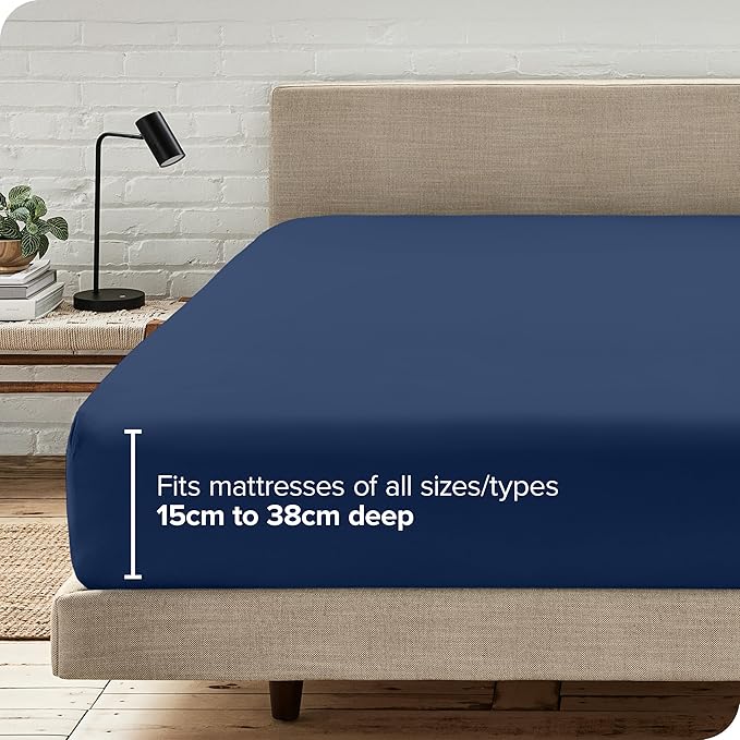 Bare Home Fitted Bottom Sheet King Size - Premium 1800 Microfiber - Ultra-Soft Hotel Luxury - Deep Pocket - Durable and Long Lasting (King, Dark Blue)