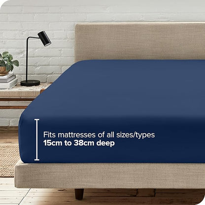 Bare Home Fitted Bottom Sheet King Size - Premium 1800 Microfiber - Ultra-Soft Hotel Luxury - Deep Pocket - Durable and Long Lasting (King, Dark Blue)