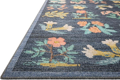 Loloi Rifle Paper Co. Rosa Collection RSA-03 Navy 2'-6" x 12'-0" Runner Rug