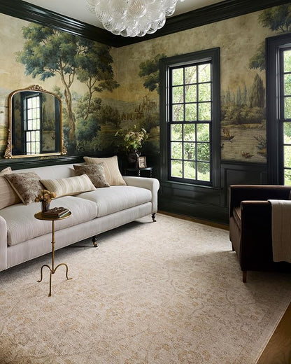 Loloi Chris Loves Julia Palma Collection PLM-01 Ivory/Sand 2'-7" x 12'-0" Fringe Runner Rug Vintage Style Boho Living Room Bedroom Carpet