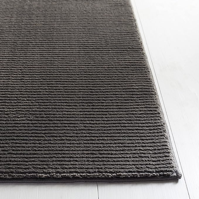SAFAVIEH Revive Collection Area Rug - 6'7" Square, Charcoal, Solid Design, Non-Shedding & Easy Care, Ideal for High Traffic Areas in Living Room, Bedroom (REV102H)