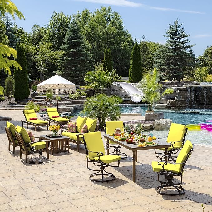 Arden Selections Outdoor Dining Chair Cushion 20 x 20, Lemon Yellow Leala