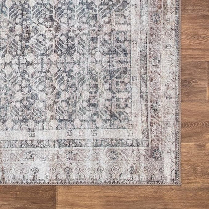 Bloom Rugs Washable Non-Slip 8' x 10' Rug - Tan/Blue/Green Traditional Area Rug for Living Room, Bedroom, Dining Room, and Kitchen - Exact Size: 8' x 10'