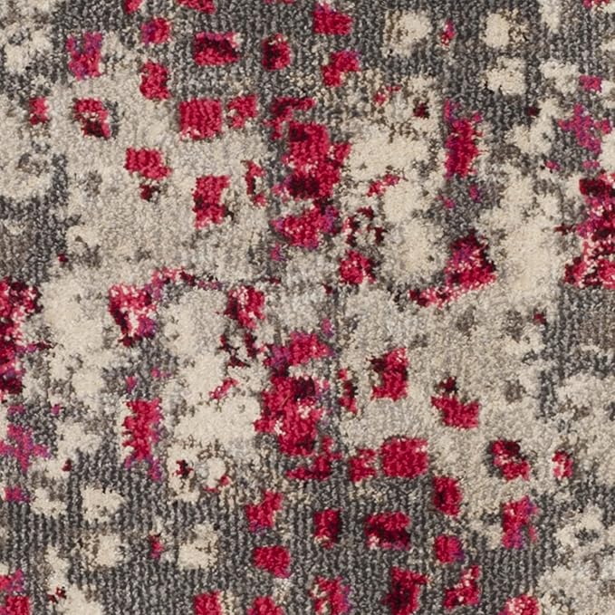 SAFAVIEH Monaco Collection Runner Rug - 2'2" x 6', Grey & Fuchsia, Boho Chic Abstract Watercolor Design, Non-Shedding & Easy Care, Ideal for High Traffic Areas in Living Room, Bedroom (MNC225R)