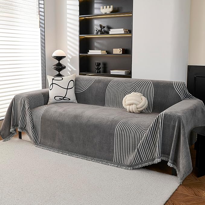 MEETSKY Couch Cover Sofa Cover Washable,Chenille Sofa Covers for 2 Cushion Couch Sofa, Sofa Slipcover Loveseat Pet Couch Covers for Sectional Sofa,71" X118"