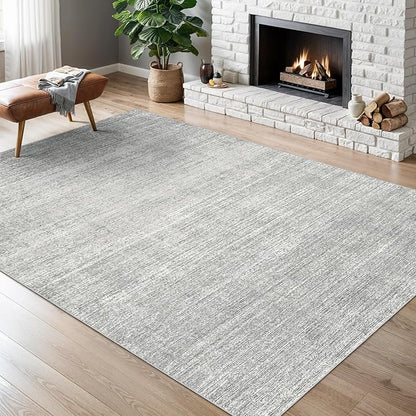 Valenrug Washable Rug 6x9 - Stain Resistant 6x9 Area Rugs for Living Room, Non Slip Backing Printed Rugs for Bedroom, Folable Machine Washable Area Rug (6'x9', Grey)