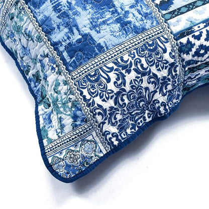 NEWLAKE Blue Classic Bohemian Style Cotton Throw Pillow Covers (2 Pieces, 18X18 Inch)