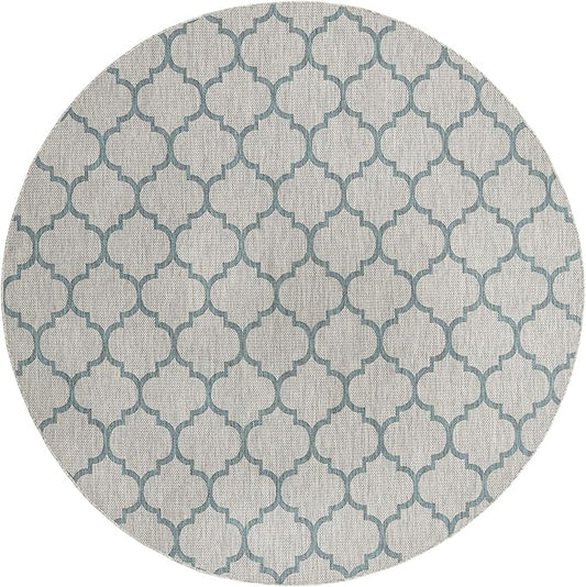 Unique Loom Outdoor Trellis Collection Area Rug - Trellis (Round 10' 8" x 10' 8", Gray/ Ivory)