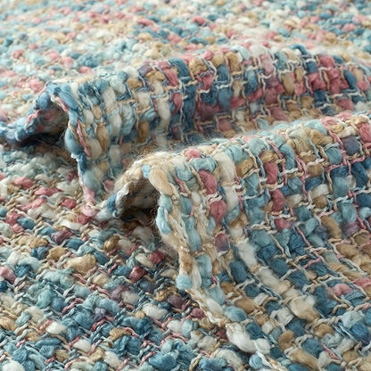 Multi-Color Pink Blue Cable Knitted Throw Blanket for Couch,50"X60" Boho Style Textured Blankets for Home Decor,Super Soft Warm Cozy Chunky Knit Blanket with Decorative Tassels for Bed