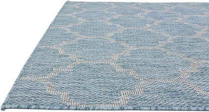 Unique Loom Outdoor Trellis Collection Area Rug (5' 1" x 8' Rectangle, Aquamarine/ Gray)
