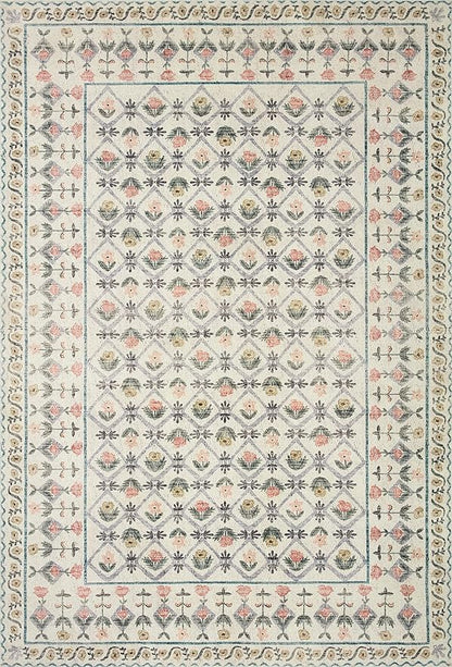 Loloi Rifle Paper Co. Eden Collection EDE-03 Lattice Ivory 2'-6" x 7'-6" Runner Rug feat. CloudPile™