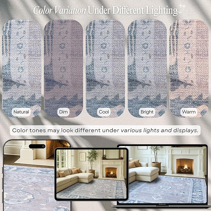 Fame Rugs Gray Modern Oushak Rug 2'6"x7', Washable Vintage Turkish Colorful Oriental Antique Inspired Foldable Small Runner Rugs, Luxury Living Room Bedroom (389GBB, 2'6" x 7')