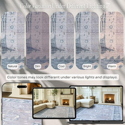 Fame Rugs Gray Modern Oushak Rug 2'6"x10, Vintage Turkish Colorful Oriental Antique Inspired Foldable Long Washable Runner Rugs, Luxury Living Room Bedroom (389GBB, 2'6" x 10')