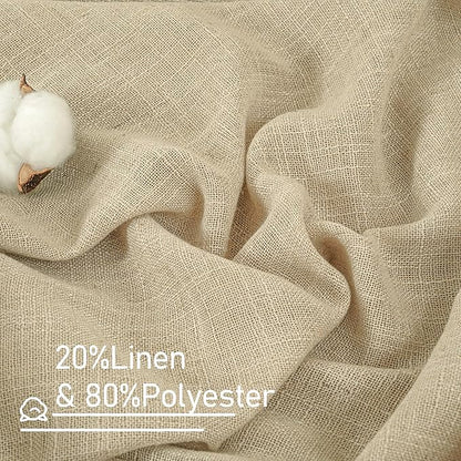 LAMIT Natural Linen Curtains for Living Room, 80 inch Length Light Filtering Semi Sheer Drapes Back Tab and Rod Pocket Farmhouse Panels for Bedroom, 2 Panels, Linen, 34 x 80 Inch