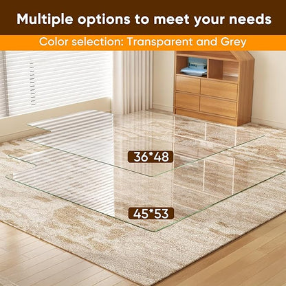 Antok Irregular Tempered Glass Chair Mat, 36"x48" Office Chair Mat for Carpet & Hardwood Floors, Heavy Duty 0.2" Desk Chair Mat for Smooth Rolling at Home or Office