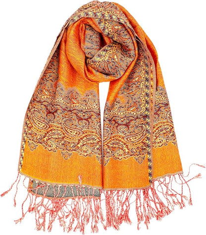 Achillea Big Paisley Pashmina Shawl Wrap for Women – Elegant Scarf for Weddings, Evening Dresses, Festivals & Daily Wear