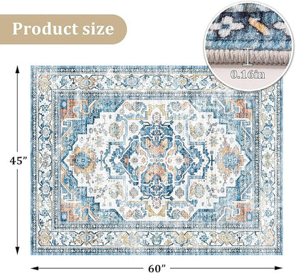chakme Office Chair Mat for Hardwood Floor, 60"x45" Easy Glide Computer Desk Mat Protector for Rolling Chair Under Desk Rug Nonslip Backing, Machine Wash, (Boho)