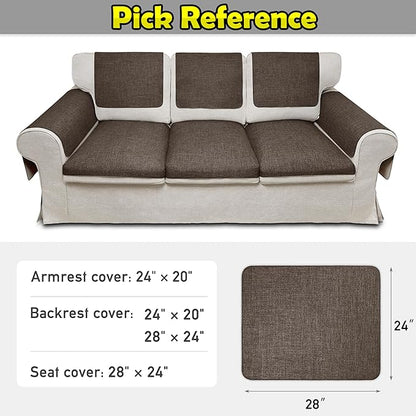 Couch Arm Covers, Waterproof Armrest Cover for Sofa, Armchair, Loveseat, Non-Slip Recliner Arm Cover, Sofa Arm Covers, Headrest Covers, Arm Chair Covers Set of 2 (Brown, 28"×24")