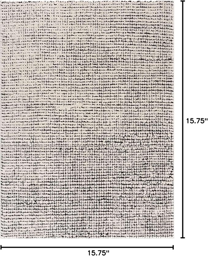 Hauteloom Keita Contemporary Mosaic Area Rug - High Pile Fluffy Soft Shag Carpet for Living Room, Bedroom - Cream, Brown - 18" x 18" Sample