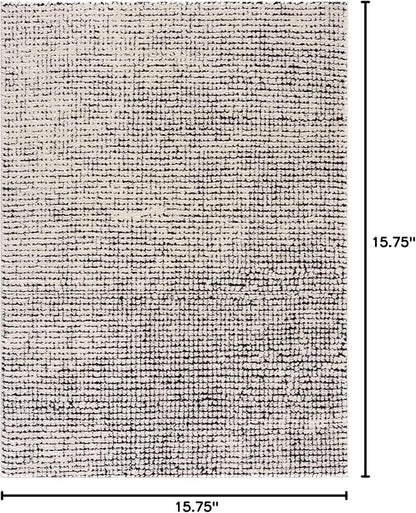 Hauteloom Keita Contemporary Mosaic Area Rug - High Pile Fluffy Soft Shag Carpet for Living Room, Bedroom - Cream, Brown - 18" x 18" Sample