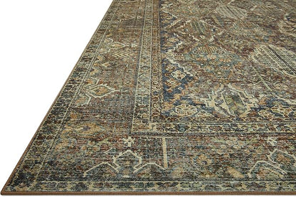 Loloi Magnolia Home by Joanna Gaines Banks Collection BAN-05 Spice/Blue 2'-3" x 3'-9" .13" Pile Height, Machine Washable, Accent Rug