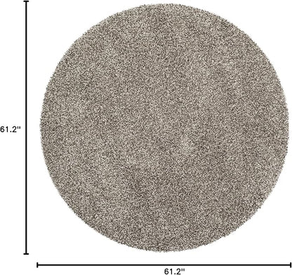 SAFAVIEH Milan Shag Collection Area Rug - 5'1" Round, Grey, Solid Design, Non-Shedding & Easy Care, 2-inch Thick Ideal for High Traffic Areas in Living Room, Bedroom (SG180-8080)