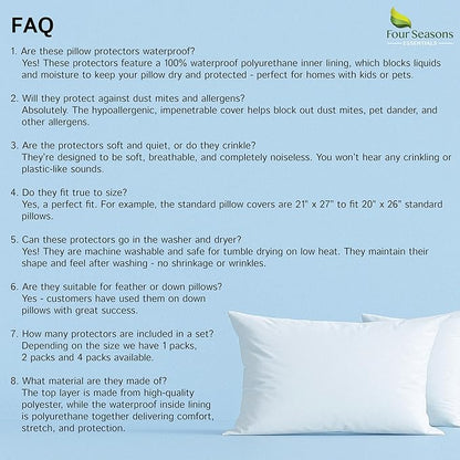 Travel Size Pillow Protectors (Set of 2) - 13x16 Pillow Covers Waterproof Hypoallergenic Dust Proof Zippered Encasement