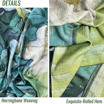 Artist Oil Painting Wraps 51"x51" Cashmere-Soft Art Pashmina Luxury Rolled Hem Women Large Travel Blanket Shawl