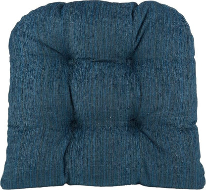 Klear Vu Gripper Overstuffed Universal Non-Slip Dining Chair Cushions for Kitchen Decor or Office Use, U-Shaped Skid-Proof Seat Pad, 17x17 Inches, 2 Count (Pack of 1), Chenille Sapphire Blue