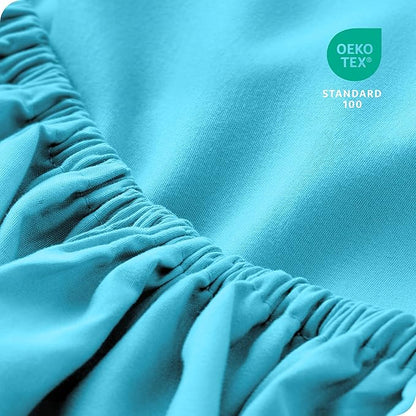 Bare Home 2-Pack Fitted Bottom Sheets Twin - Premium 1800 Ultra-Soft Wrinkle Resistant Microfiber - Deep Pocket (Twin, Aqua)