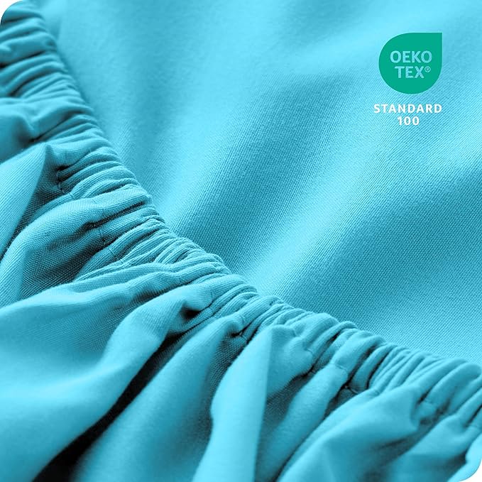Bare Home 2-Pack Fitted Bottom Sheets Split King - Premium 1800 Ultra-Soft Microfiber - Deep Pocket - 4 Twin XL Fitted Sheets (Split King, Aqua)
