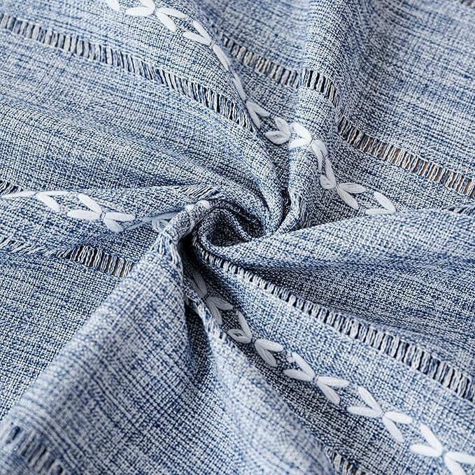 Bedside Table Cloth with Tassel Small Table Cover for Nightstand,Bedside Table TV Microwave (Grey Blue, 17.7 * 39.4inches)