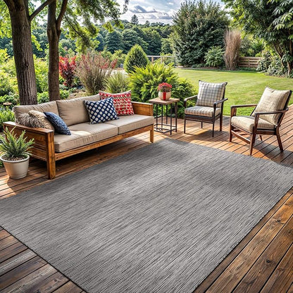 Washable Indoor Outdoor Rug 6x9 Weather Resistant Area Rugs Modern Solid for Porch Deck Balcony Backyard Patio Outside Carpet (6 X 9 Silver Grey)