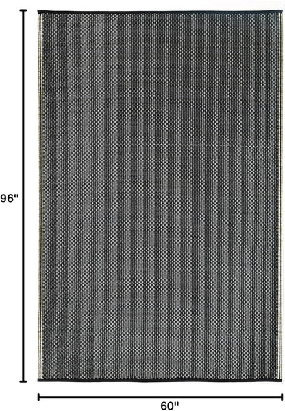 Fab Habitat Outdoor Rug - Waterproof, Fade Resistant, Crease-Free - Premium Recycled Plastic - Neutral Striped - Patio, Porch, Deck, Balcony - Cancun Shadow - Sand & Black - 5 x 8 ft