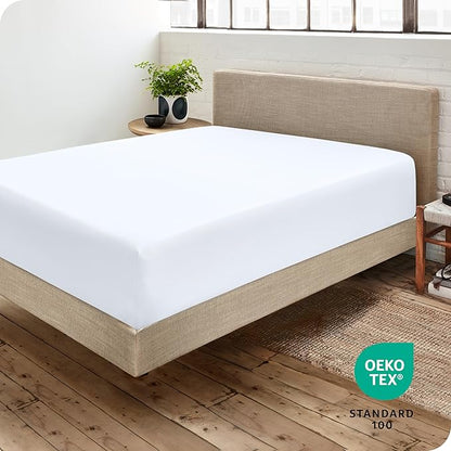 Bare Home Fitted Bottom Sheet Queen Size - Premium 1800 Microfiber - Ultra-Soft Hotel Luxury - Deep Pocket - Durable and Long Lasting - Fitted Sheet (Queen, White)