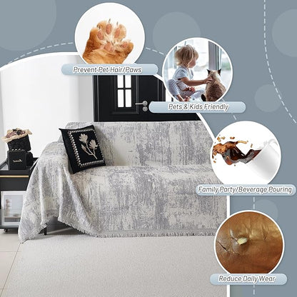 MYSKY HOME Couch Cover for Sectional Sofa Set - Washable Pet Couch Cover, 3 Cushion, Chenille, Multi-Use, 71" X134"