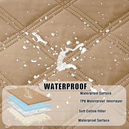 Smiry Waterproof Dog Bed Cover Blanket 68x82, Soft Reversible Pet Blanket, Washable Leakproof Cats Dogs Couch Cover for Sofa, Couch, Furniture, Lattice, Camel/Beige