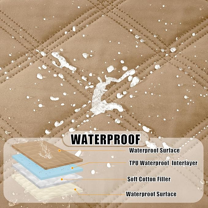 Smiry Waterproof Dog Bed Cover Blanket 52x82, Soft Reversible Pet Blanket, Washable Leakproof Cats Dogs Couch Cover for Sofa, Couch, Furniture, Lattice, Camel/Beige