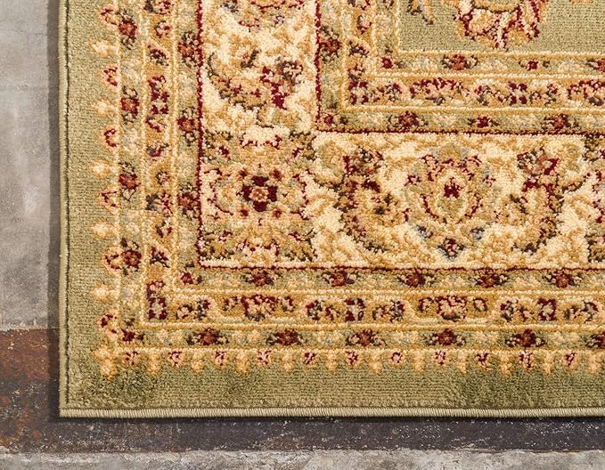 Unique Loom Voyage Collection Traditional Oriental Classic Intricate Design Area Rug (7' 0 x 10' 0 Rectangular, Green/Ivory)