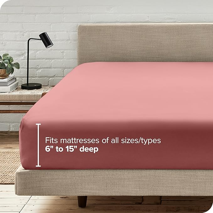 Bare Home Fitted Bottom Sheet Twin Size - Premium 1800 Microfiber - Ultra-Soft Hotel Luxury - Deep Pocket - Durable and Long Lasting (Twin, Dusty Rose)