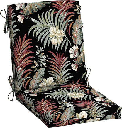 Arden Outdoor Dining Chair Cushion, 20 x 20, Rain-Proof, Fade Resistant, Simone Black Tropical