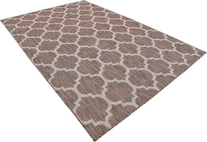 Unique Loom Outdoor Trellis Collection Area Rug (6' 1" x 9' Rectangle, Brown/ Ivory)