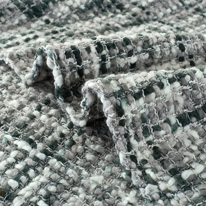 Multi-Color Grey Cable Knitted Throw Blanket for Couch,50"X60" Boho Style Textured Blankets for Home Decor,Super Soft Warm Cozy Chunky Knit Blanket with Decorative Tassels for Bed and Sofa