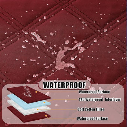 Smiry Waterproof Dog Bed Cover Blanket 68x82, Soft Reversible Pet Blanket, Washable Leakproof Cats Dogs Couch Cover for Sofa, Couch, Furniture, Lattice, Wine Red/Wine Red